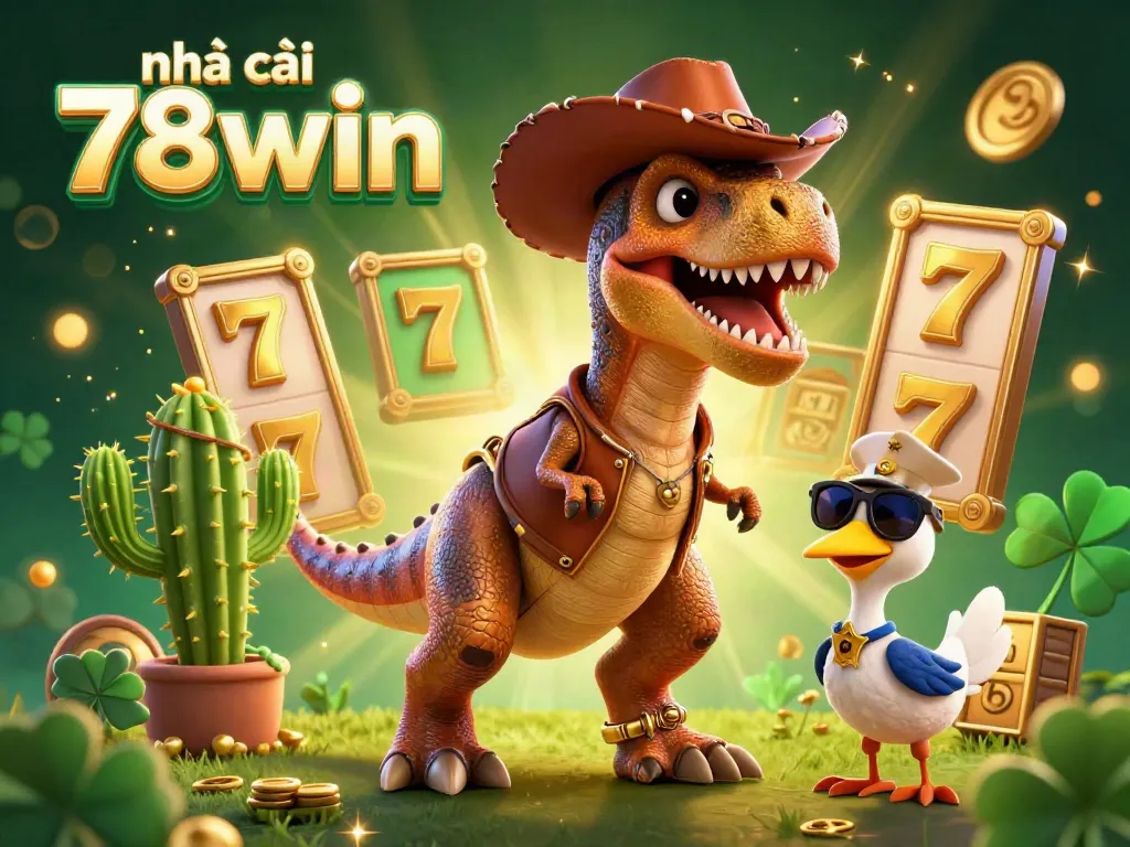 Experience the thrill at nhà cái 78win, featuring vibrant slots, golden symbols, and exciting characters.