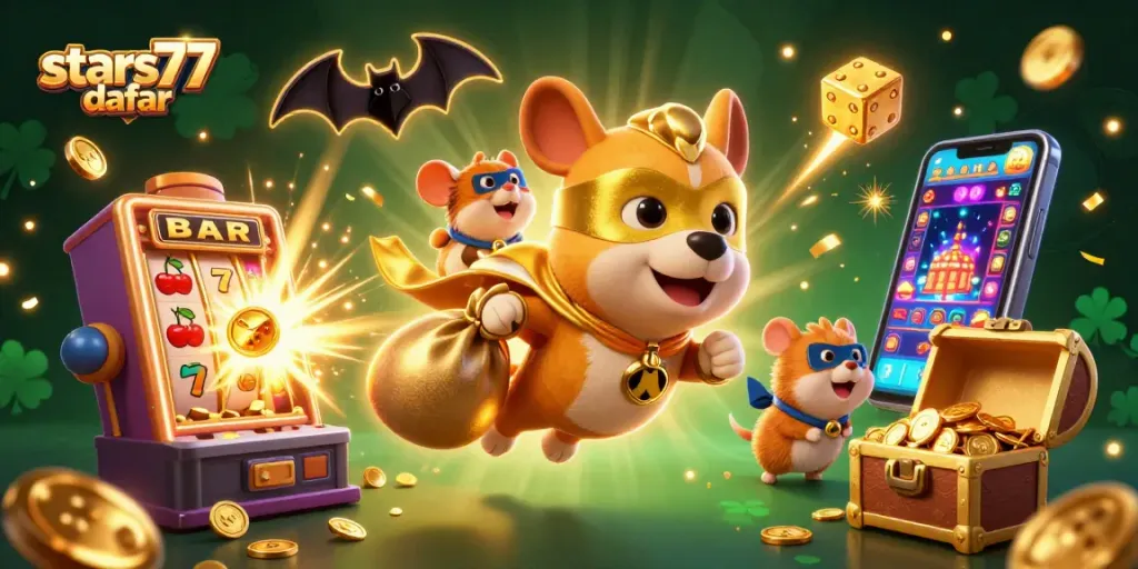 Mainkan slot dengan kemenangan besar di stars77 daftar, menampilkan karakter kartun 3D di kasino