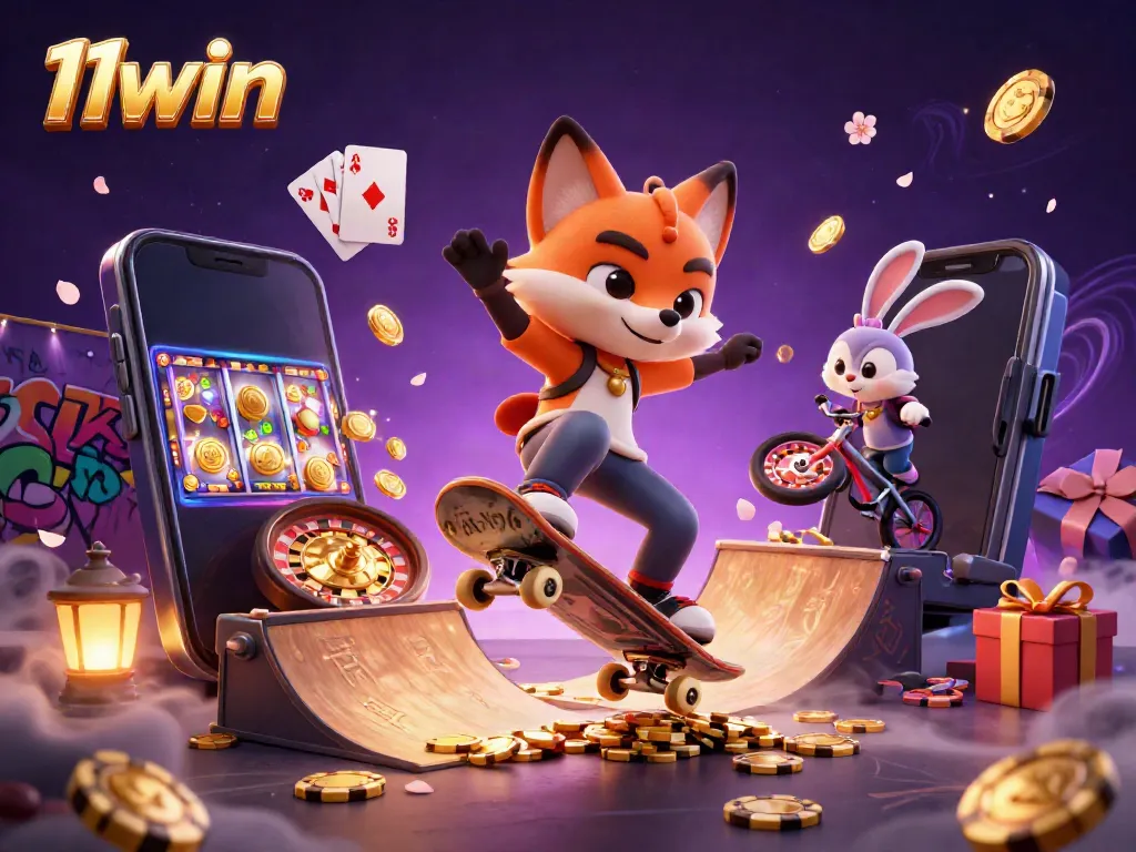 Experience an exciting scene with 11win's vibrant characters bringing casino culture alive through 3D illustration.